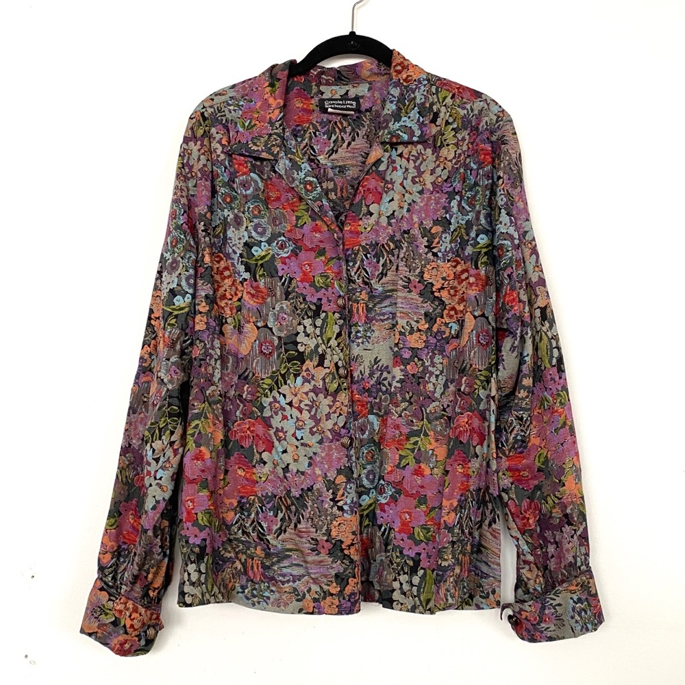 Vintage Carole Little floral button up